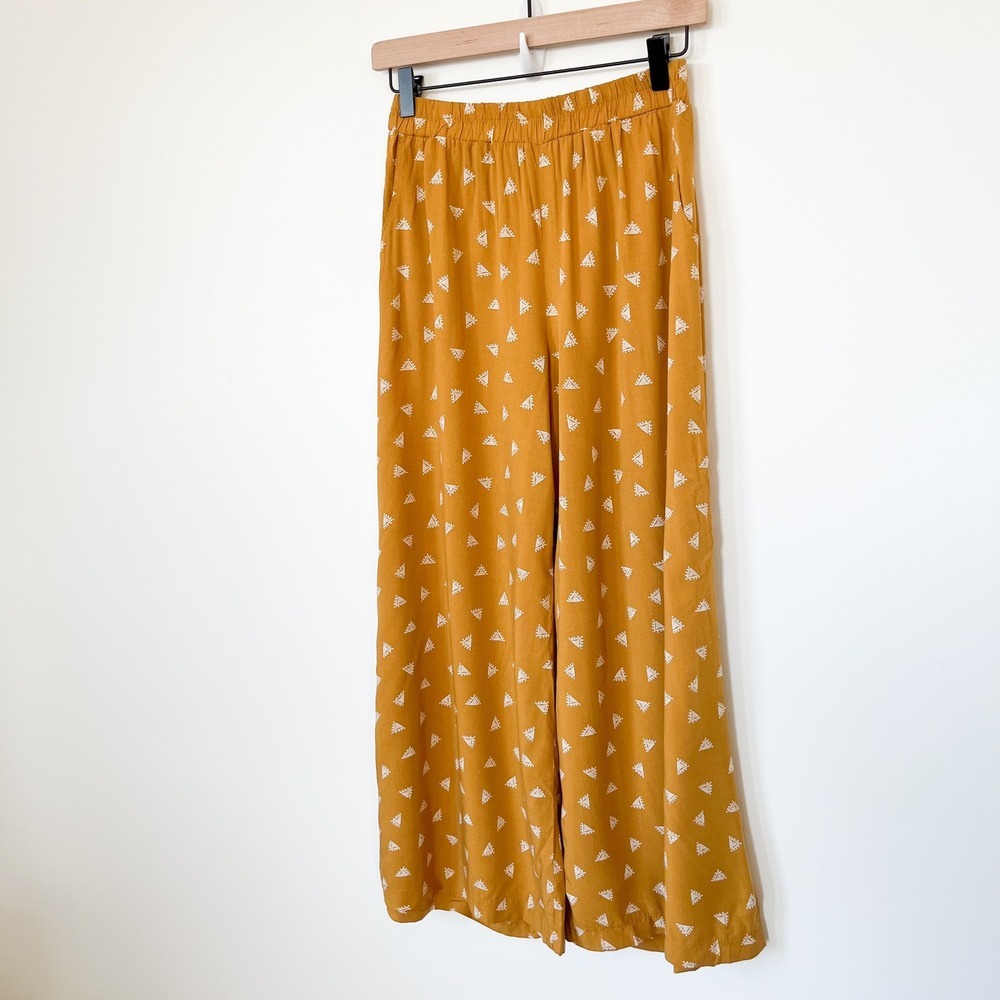 Carly Jean Los Angeles Jocelyn Wide Leg Crop Pants Small Yellow - Picture 3 of 13